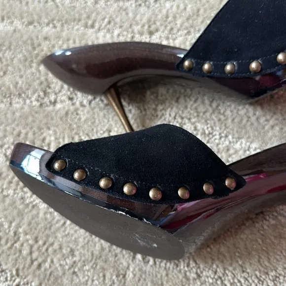 Materia Prima by Goffredo Camos Black Suede Leather Open Toe Mule Sandals IT 38