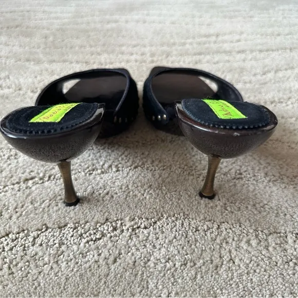 Materia Prima by Goffredo Camos Black Suede Leather Open Toe Mule Sandals IT 38