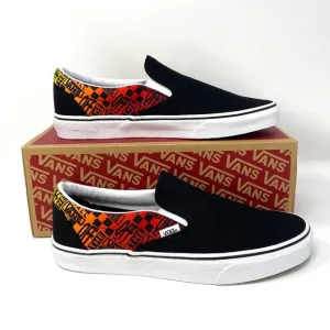 💖MEGA SALE💖VANS Classic Slip On Flame Black Canvas Shoes Women's VN0A4U382N5