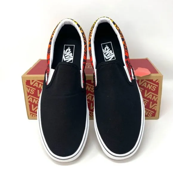 💖MEGA SALE💖VANS Classic Slip On Flame Black Canvas Shoes Women's VN0A4U382N5