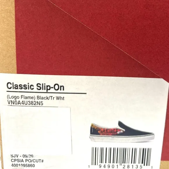 💖MEGA SALE💖VANS Classic Slip On Flame Black Canvas Shoes Women's VN0A4U382N5