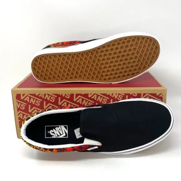 💖MEGA SALE💖VANS Classic Slip On Flame Black Canvas Shoes Women's VN0A4U382N5