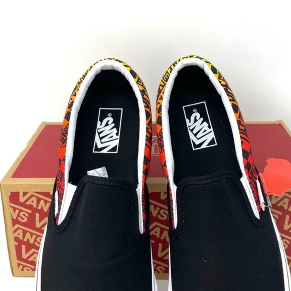💖MEGA SALE💖VANS Classic Slip On Flame Black Canvas Shoes Women's VN0A4U382N5