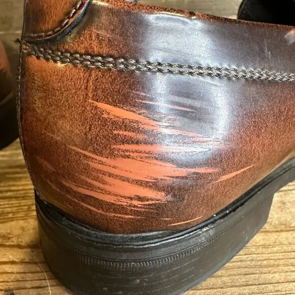 Mens A. Testoni Brown Leather‎ Slip On Dress Penny Loafers Shoes Size 9.5 M GUC