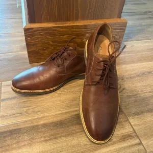 MENS CLARKS ARTISAN ATTICUS LACE MAHOGANY TAN LEATHER COMFORT LACE UP SHOES 9.5M