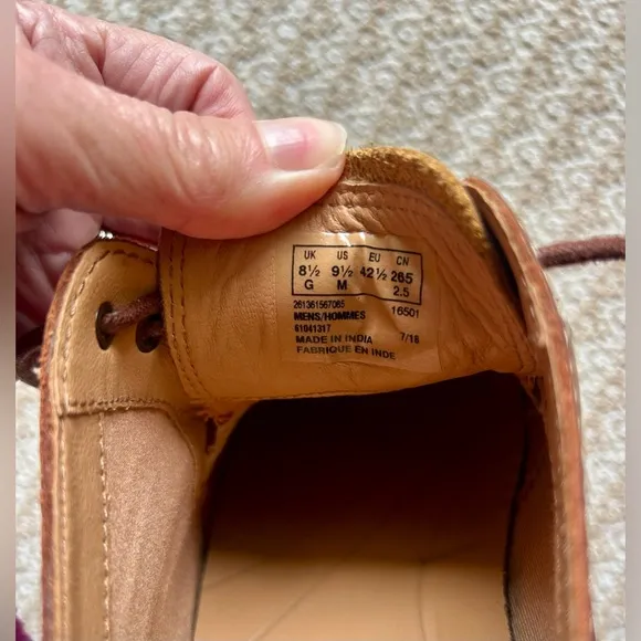 MENS CLARKS ARTISAN ATTICUS LACE MAHOGANY TAN LEATHER COMFORT LACE UP SHOES 9.5M