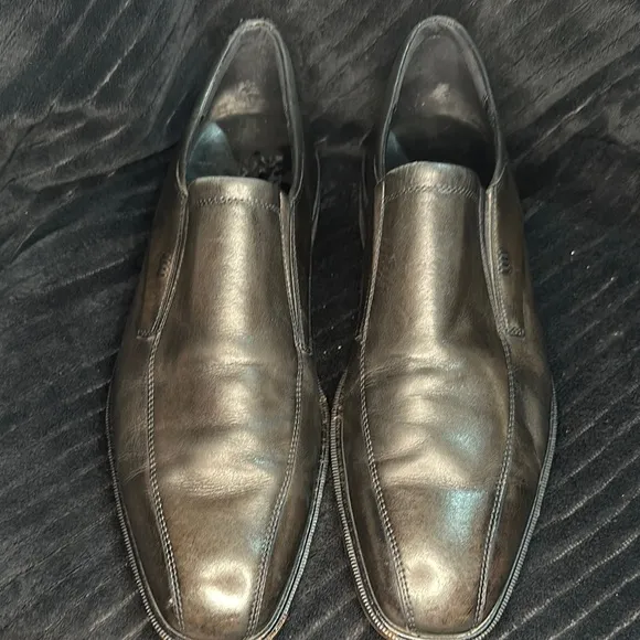 Mens Ecco Black Leather Illinois Bicycle Toe Loafer Mens 11.5/45 EUC Retail $214