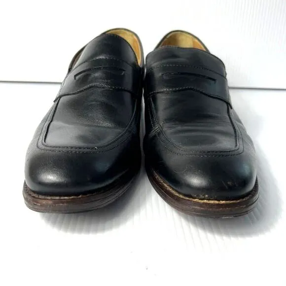 Men's Johnston &amp; Murphy Lewis Penny Loafer Shoes Full Grain Leather Black 10