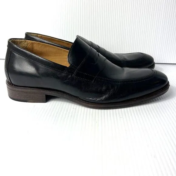 Men's Johnston &amp; Murphy Lewis Penny Loafer Shoes Full Grain Leather Black 10