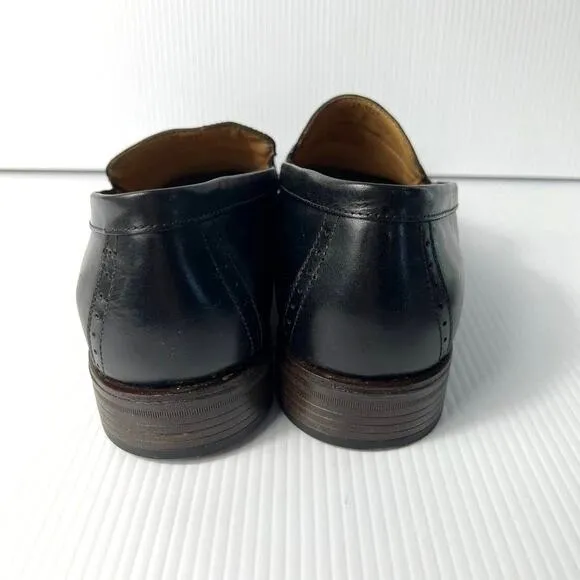 Men's Johnston &amp; Murphy Lewis Penny Loafer Shoes Full Grain Leather Black 10