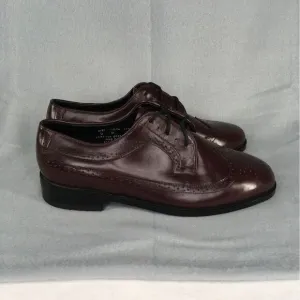 Men's‎ London Square Leather Oxford Shoes Burgundy Size 9D Brogue Style