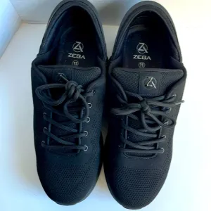 MEN'S ZEBA HANDS-FREE BLACK TENNIS SHOES SLIP RESISTANT COMFORT BREATHABLE UPPER