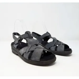 Mephisto Blue Gray Strappy Suede Buckle Fisherman Sandals Women's Size 37 7