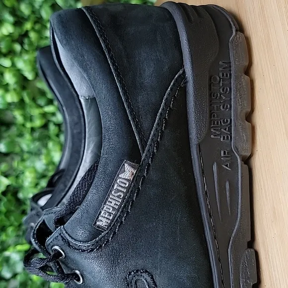 Mephisto City Hiker Nubuck Air Jet Mock Toe Comfort Walking Shoes Black Sz 6.5