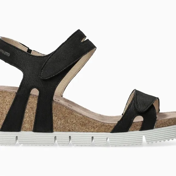 Mephisto Emelia Women's Black Leather Platform Wedge Sandals Size 41 US Size 11