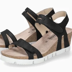 Mephisto Emelia Women's Black Leather Platform Wedge Sandals Size 41 US Size 11