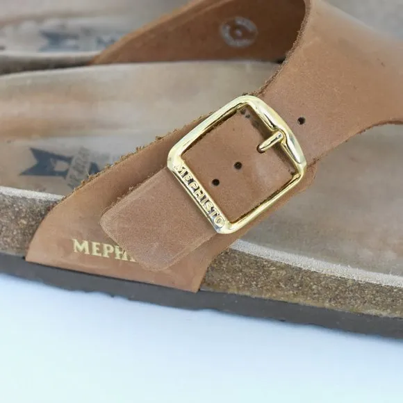 MEPHISTO MELINDA | Women Cork Sandals Camel Leather Nubuck Size 37 - 7