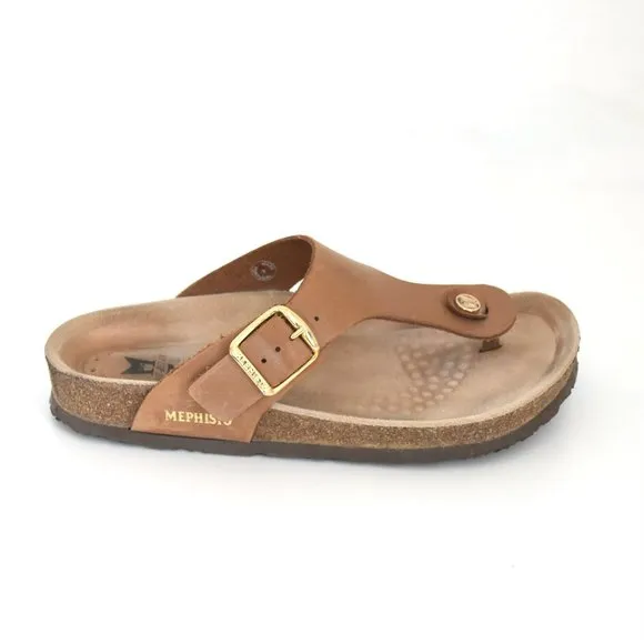 MEPHISTO MELINDA | Women Cork Sandals Camel Leather Nubuck Size 37 - 7