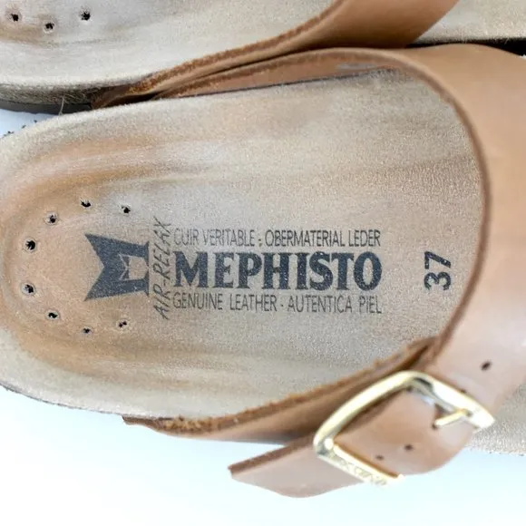 MEPHISTO MELINDA | Women Cork Sandals Camel Leather Nubuck Size 37 - 7