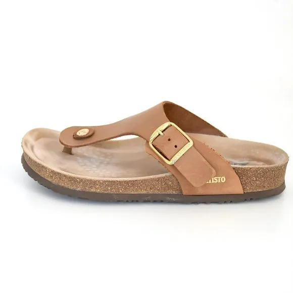 MEPHISTO MELINDA | Women Cork Sandals Camel Leather Nubuck Size 37 - 7