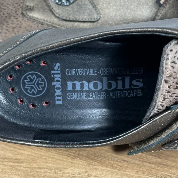 Mephisto Mobils Branda Womens Size 6 Shoes Dark Taupe Leather Wedge Slip On