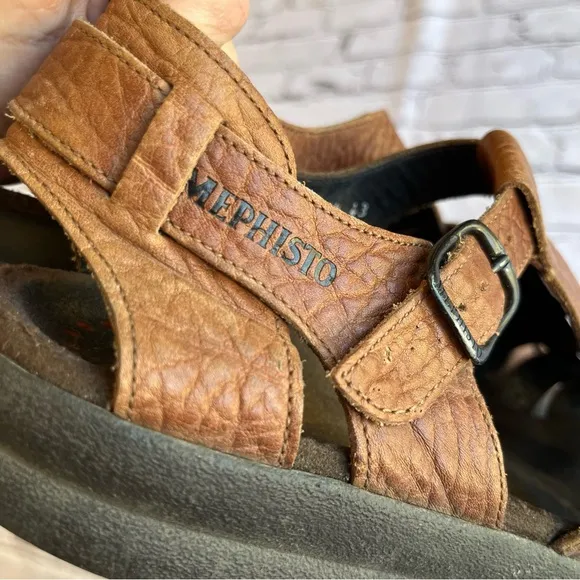 Mephisto Sam Fisherman Sandals Mens Sz 43 Brown Leather Closed Toe Shoes