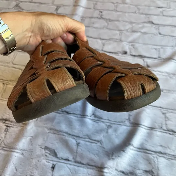 Mephisto Sam Fisherman Sandals Mens Sz 43 Brown Leather Closed Toe Shoes