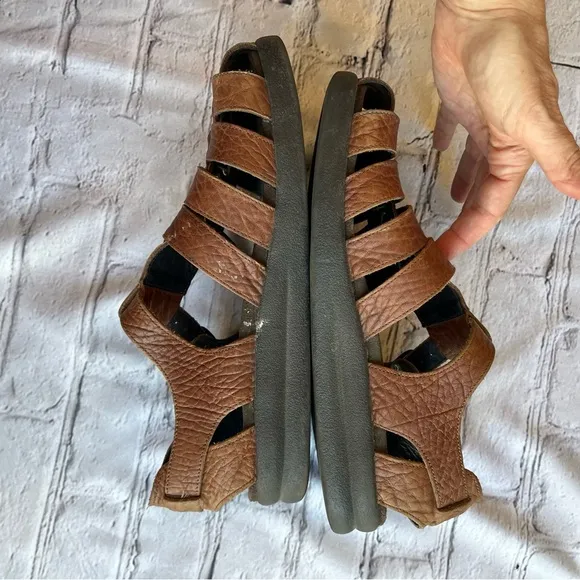 Mephisto Sam Fisherman Sandals Mens Sz 43 Brown Leather Closed Toe Shoes
