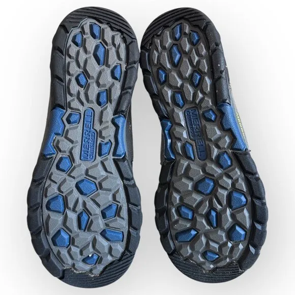 Merrell Capra Mid Waterproof Hiking Boots Blue Gray Little Boys Youth Size 4