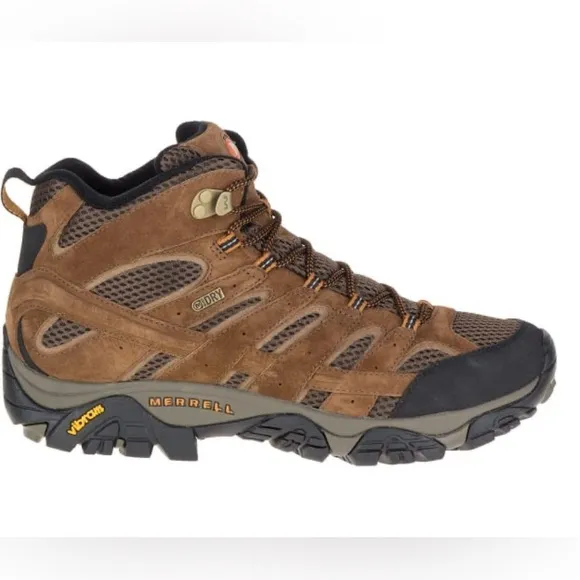 MERRELL Men's Moab 2 Mid WaterproofHiking Boots, Earth Color.