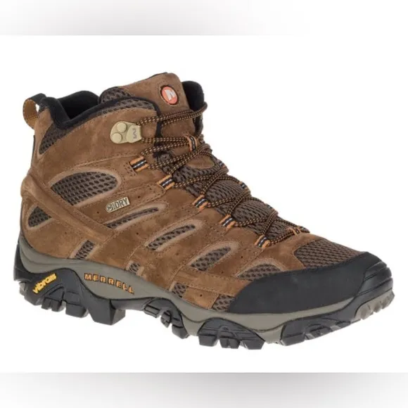 MERRELL Men's Moab 2 Mid WaterproofHiking Boots, Earth Color.