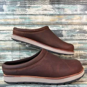 Merrell Walrus Mens 9 Clog Mule Brown Leather Comfort House Shoes Slip On Casual