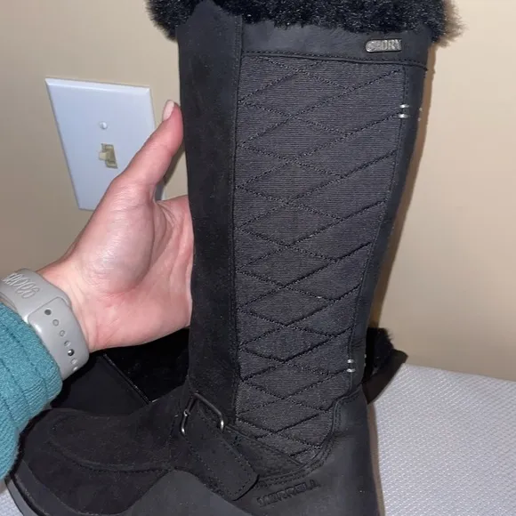 Merrell women’s boots 9.5 Tremblant Ezra Tall Polar Waterproof black grey zipper