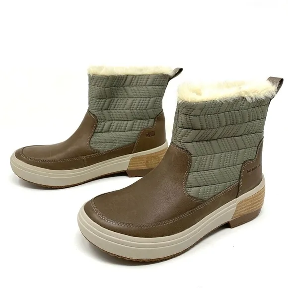 Merrell Women's Haven Bluff Polar Fur Trimmed Waterproof Boots Brindle