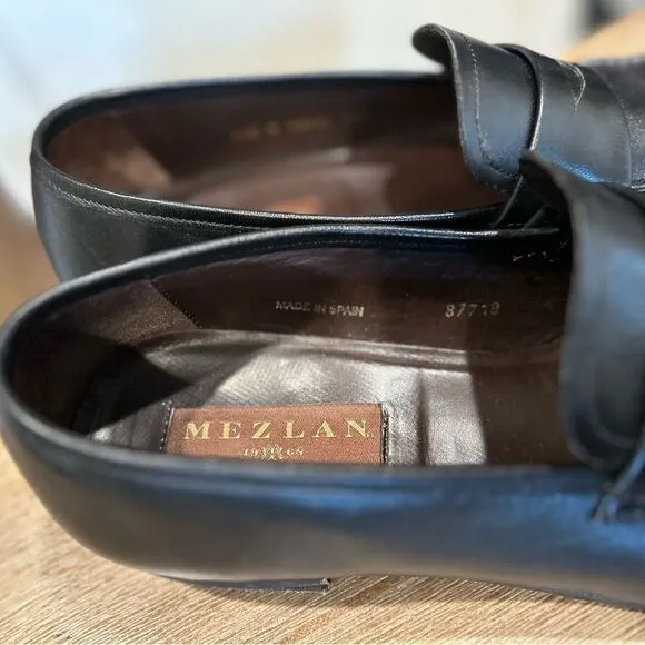 Mezlan Carlso calfskin Mens Leather Slip On Penny Loafers Shoes Sz 10.5M Spain