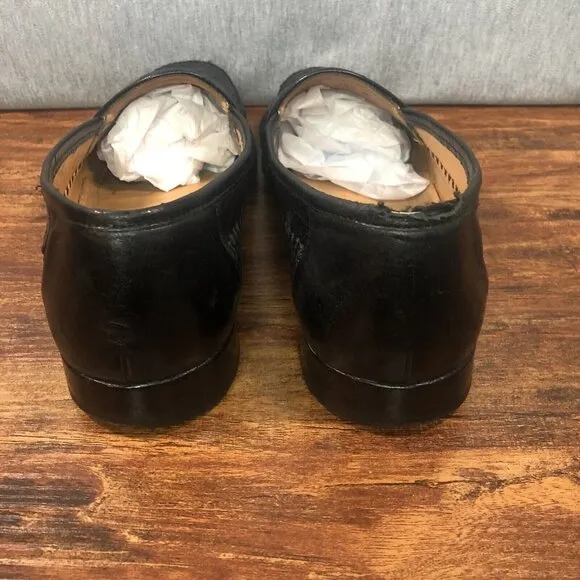 Mezlan Mario Ostrich Soft Black‎ Leather Slip On Loafers Men Size 7.5 M