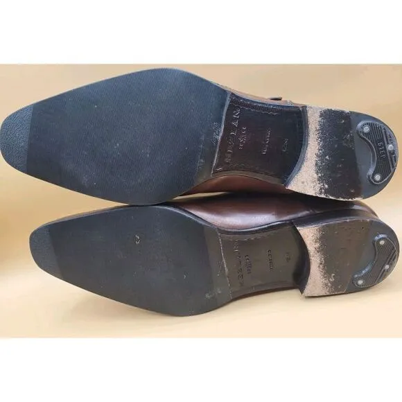 Mezlan Mens Dress Shoes Sz 12 Pisano Monk Strap Cognac Calfskin Leather Slip On