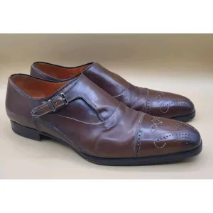 Mezlan Mens Dress Shoes Sz 12 Pisano Monk Strap Cognac Calfskin Leather Slip On