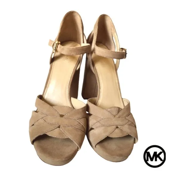 MICHAEL by Michael Kors platform suede women's sandals size 11 tan brown…