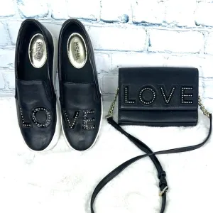 |•MICHAEL KORS•| A-dorable 'LOVE' Gold Studded Slip-On Shoes &amp; Crossbody Bag