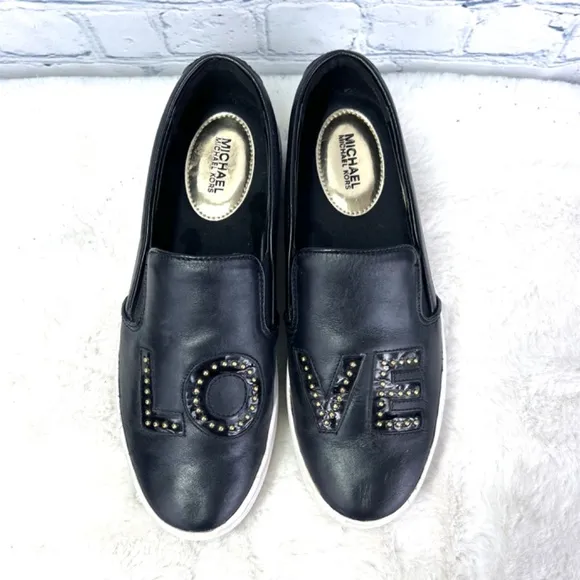 |•MICHAEL KORS•| A-dorable 'LOVE' Gold Studded Slip-On Shoes &amp; Crossbody Bag