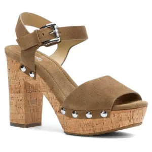 Michael Kors Hayden Open Toe Suede Platform Sandals Desert SZ 9.5
