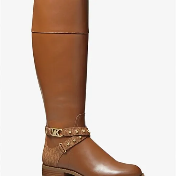 Michael Kors Kincaid Embossed Riding Boot Brown 6