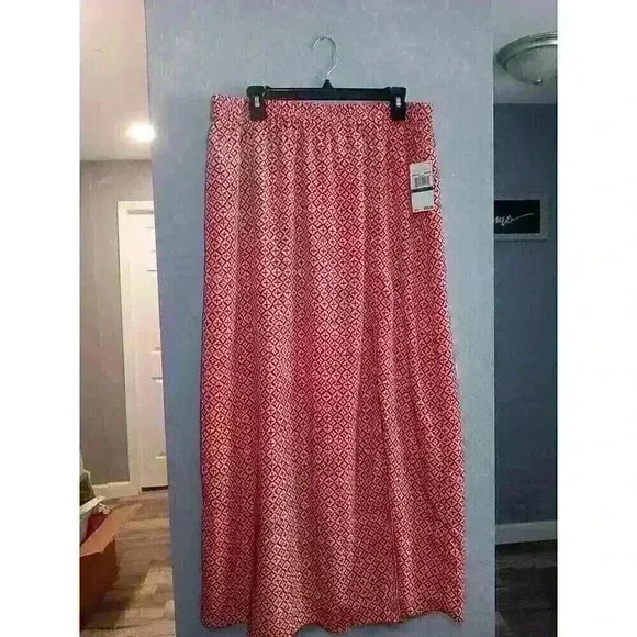 Michael Kors Women's Red Grenadine High Front Slit Maxi Skirt Size Large NEW
