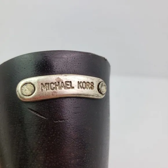 Michael Michael Kors Womens Sz 7.5 Brown Leather Studded Slip On Mule Clog Shoes