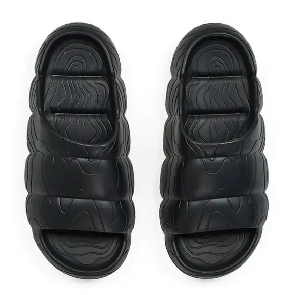 Midnight Carbon Black Rolling Topographic Platform Slide Sandals Men Sm 8-9 NWT