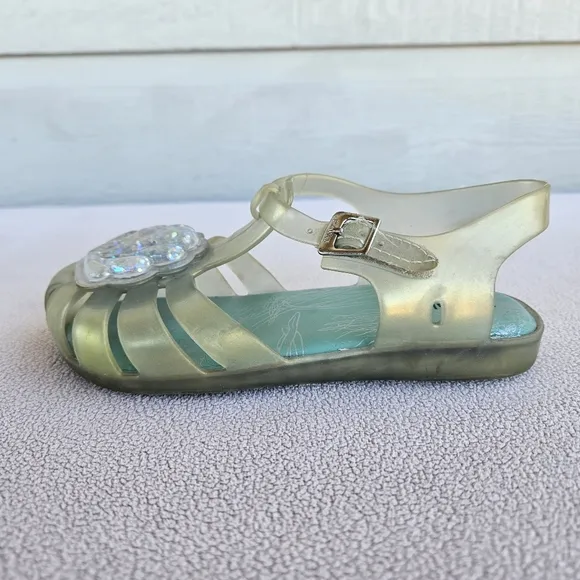 Mini Melissa Aranha Green Pearlescent Seashell Fisherman Sandal Toddler SZ 12