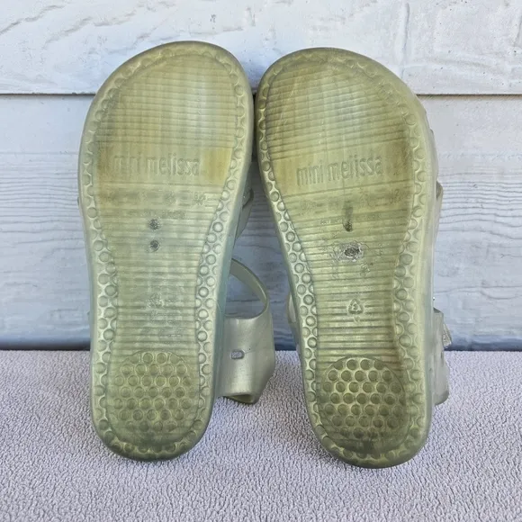 Mini Melissa Aranha Green Pearlescent Seashell Fisherman Sandal Toddler SZ 12