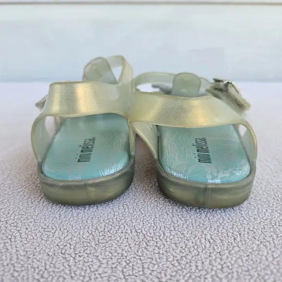 Mini Melissa Aranha Green Pearlescent Seashell Fisherman Sandal Toddler SZ 12