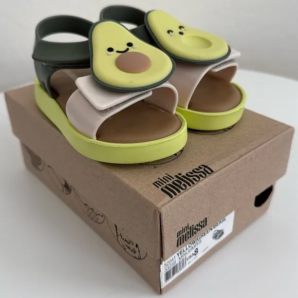 Mini Melissa Avocado Velcro Sandals 8C
